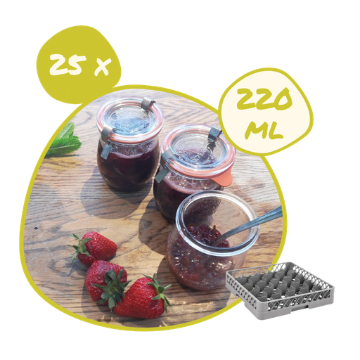 [POT-220+CVx25] Beschikbaarstelling 25 x Pot Weck 220 ml + plastic deksel